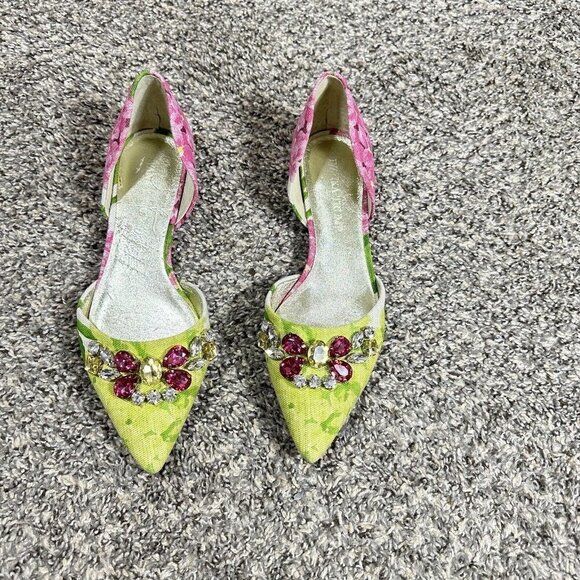 Ivanka Trump Pointed Toe D'Orsay Flats Tadora Bejeweled Embellished 6.5 M New - Picture 2 of 9